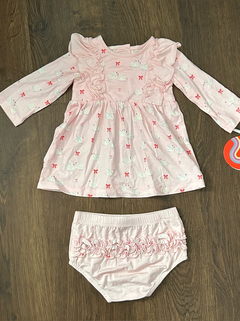 Magnetic Me Swan of a Kind Ruffled Dress and Diaper Cover Set 0-3m